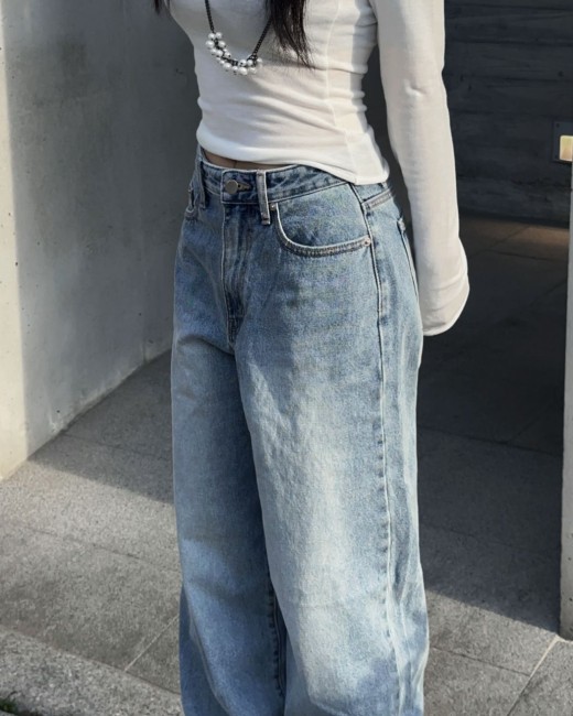 스완 롱 와이드 데님 