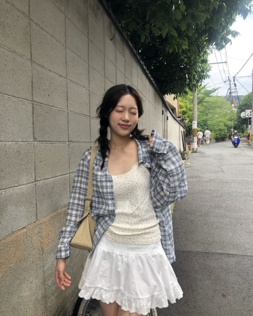 유니 토니 체크 오버 셔츠 