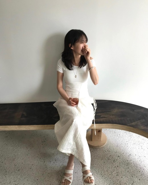 치즈 홀터 끈 레이어드 반팔티 
